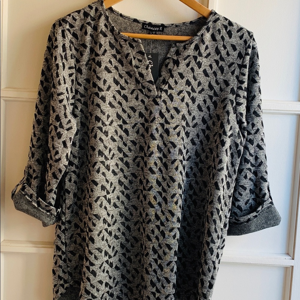 Chances R black and grey long sleeve top